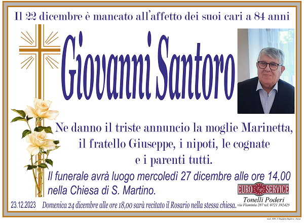 manifesto funebre di Giovanni Santoro