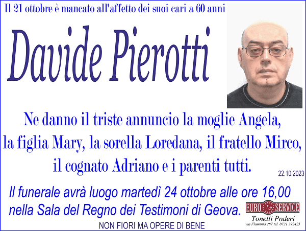 manifesto funebre di Davide Pierotti