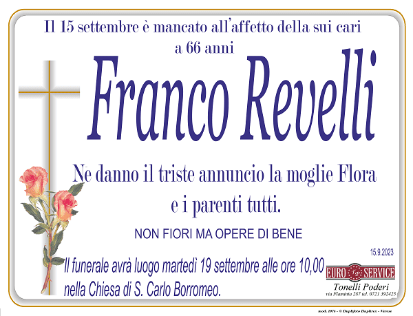 manifesto funebre di Franco Revelli