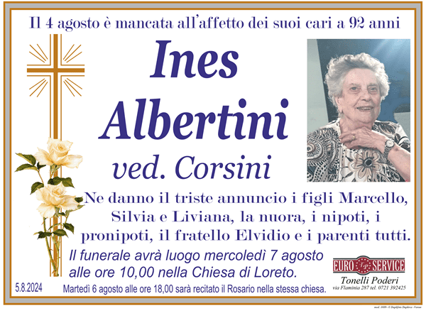 manifesto funebre di Ines Albertini