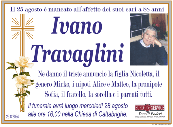 manifesto funebre di Ivano Travaglini