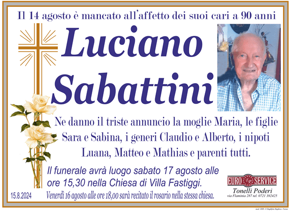 manifesto funebre di Luciano Sabattini