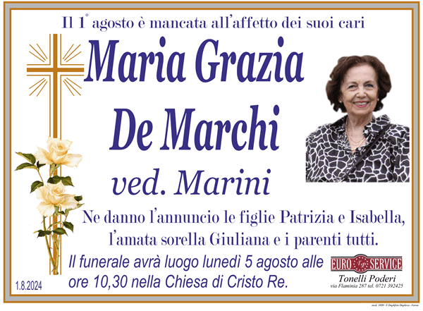 manifesto funebre di Maria Grazia De Marchi