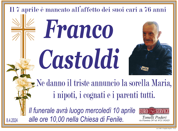 manifesto funebre di Franco Castoldi