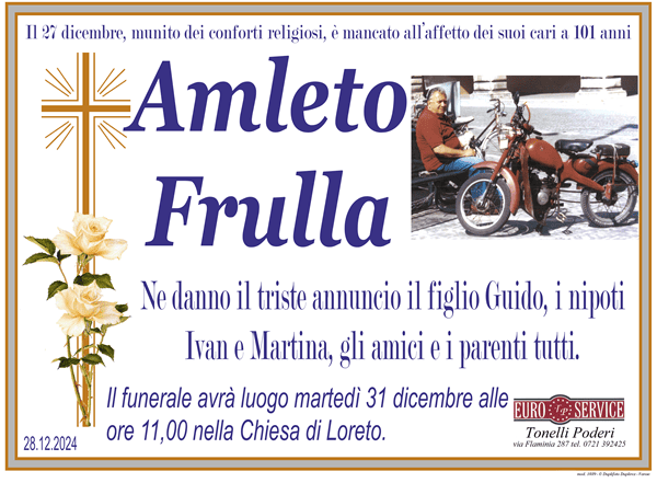 manifesto funebre di Amleto Frulla