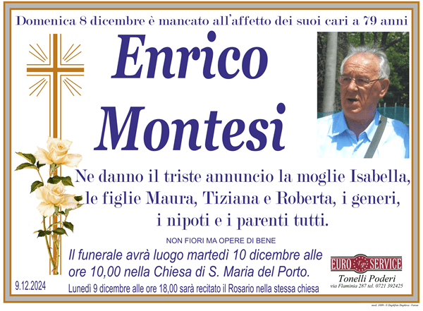 manifesto funebre di Enrico Montesi