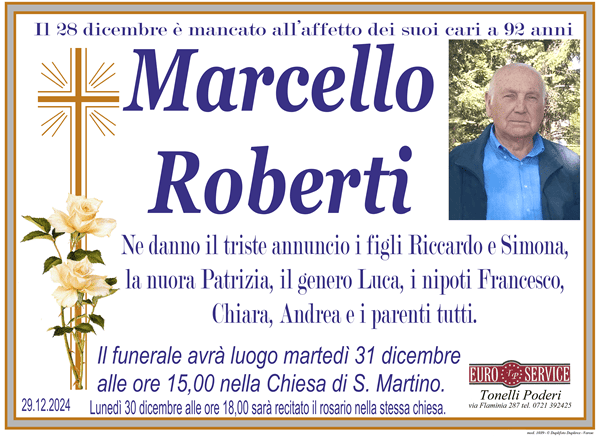 manifesto funebre di Marcello Roberti