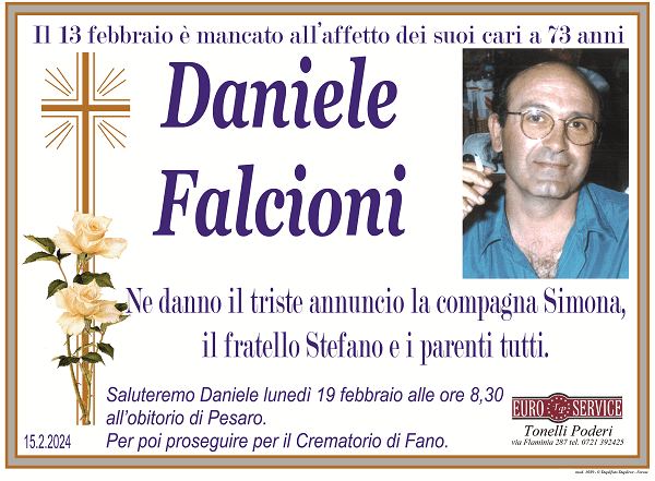 manifesto funebre di Daniele Falcioni