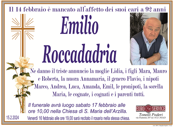 manifesto funebre di Emilio Roccadadria