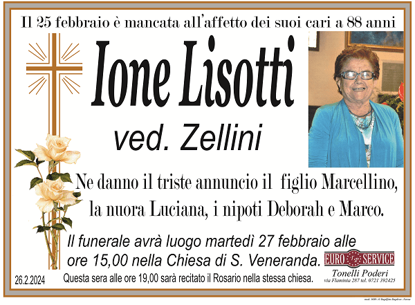 manifesto funebre di Ione Lisotti