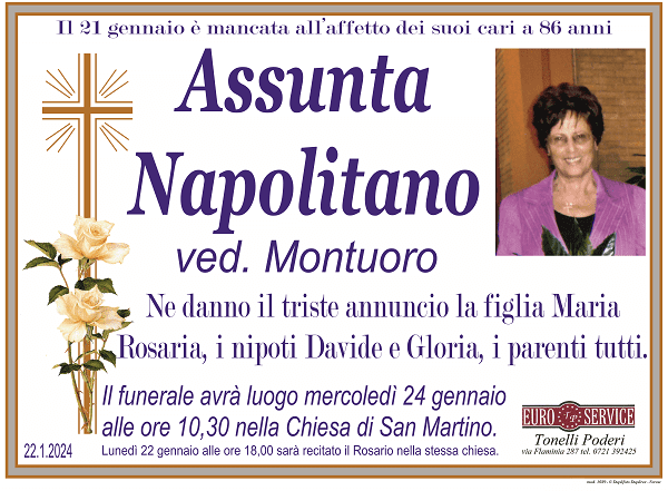 manifesto funebre di Assunta Napolitano