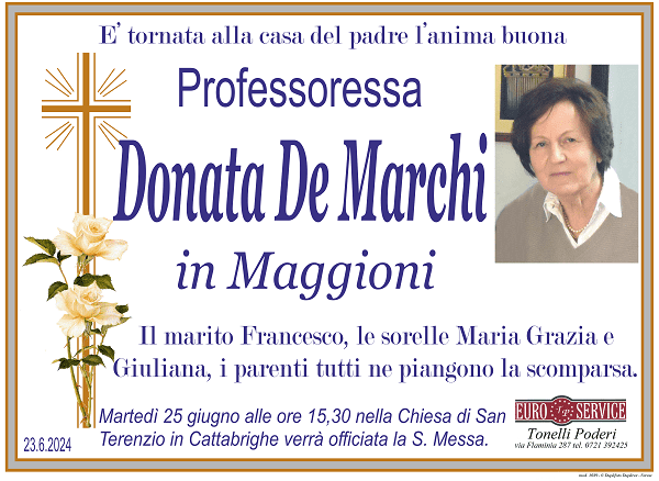 manifesto funebre di Donata De Marchi