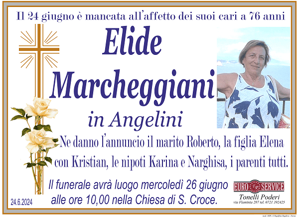 manifesto funebre di Elide Marcheggiani