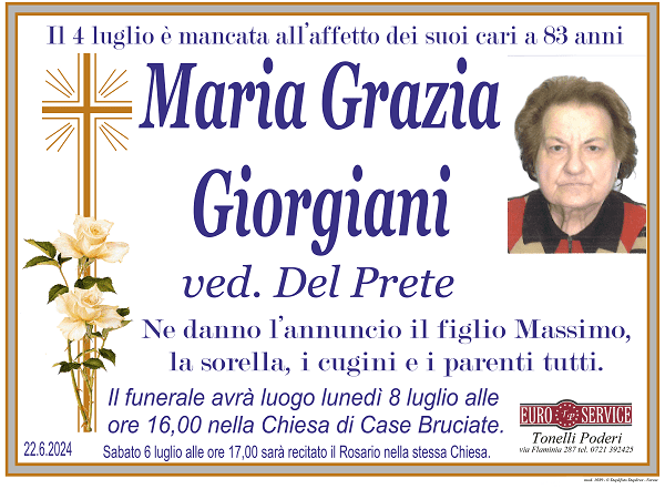 manifesto funebre di Maria Grazia Giorgiani