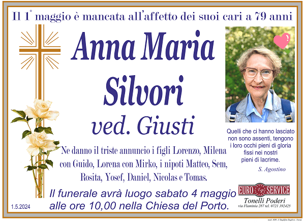 manifesto funebre di Anna Maria Silvori