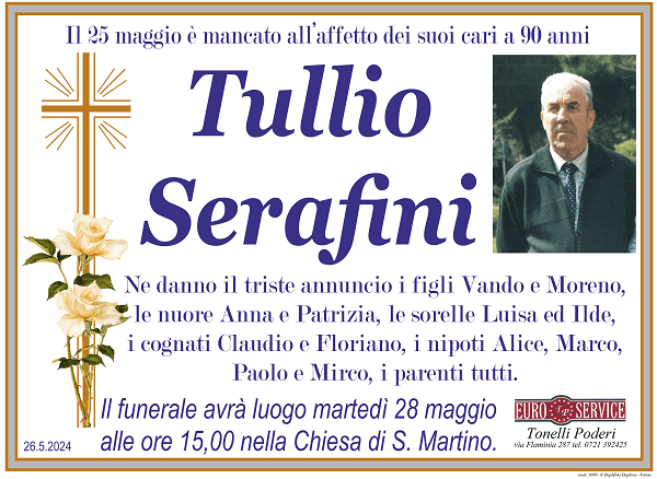 manifesto funebre di Tullio Serafini