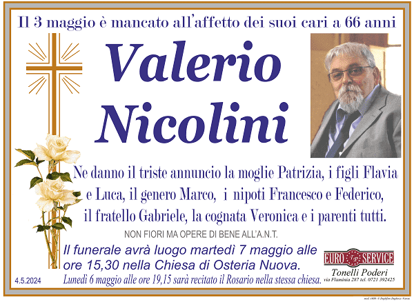 manifesto funebre di Valerio Nicolini