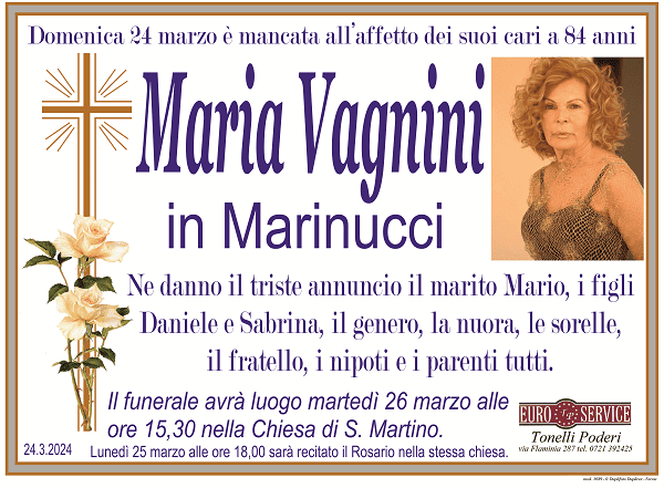 manifesto funebre di Maria Vagnini