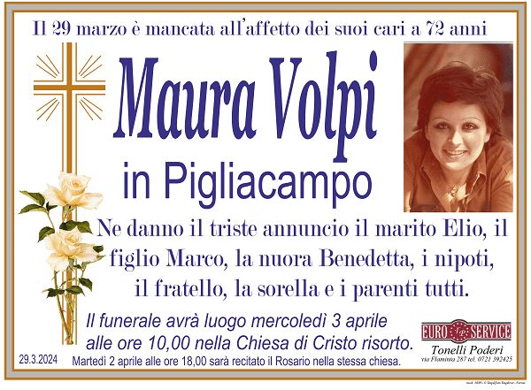 manifesto funebre di Maura Volpi