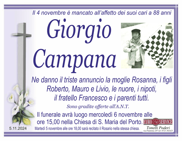 manifesto funebre di Giorgio Campana