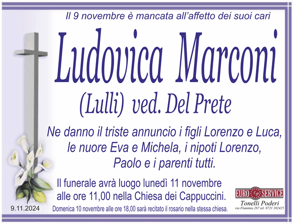 manifesto funebre di Ludovica Marconi