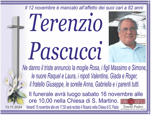 manifesto funebre di Terenzio Pascucci