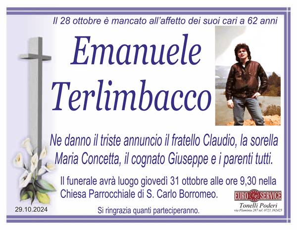 manifesto funebre di Emanuele Terlimbacco