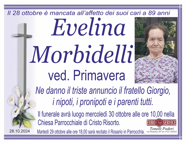 manifesto funebre di Evelina Morbidelli