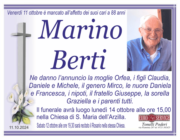 manifesto funebre di Marino Berti