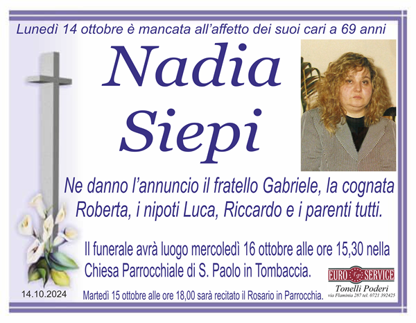 manifesto funebre di Nadia Siepi