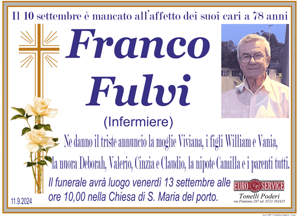 manifesto funebre di Franco Fulvi