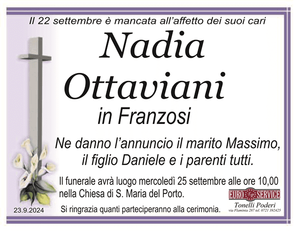 manifesto funebre di Nadia Ottaviani