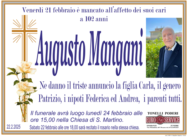 manifesto funebre di Augusto Mangani