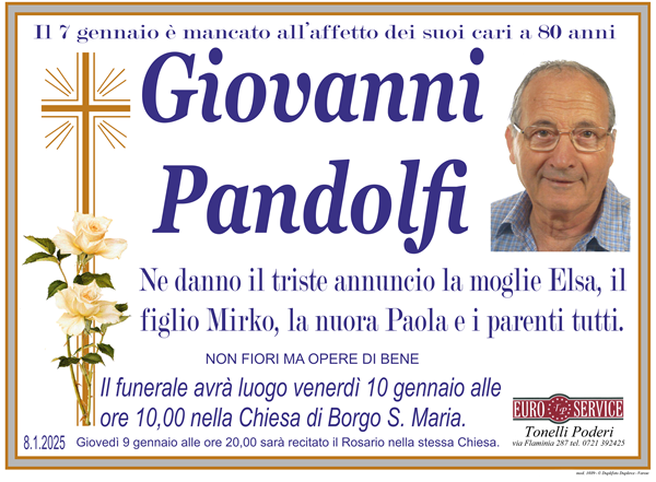 manifesto funebre di Giovanni Pandolfi