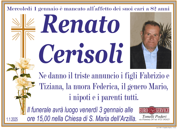 manifesto funebre di Renato Cerisoli