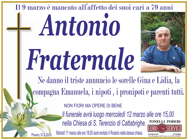 manifesto funebre di Antonio Fraternale